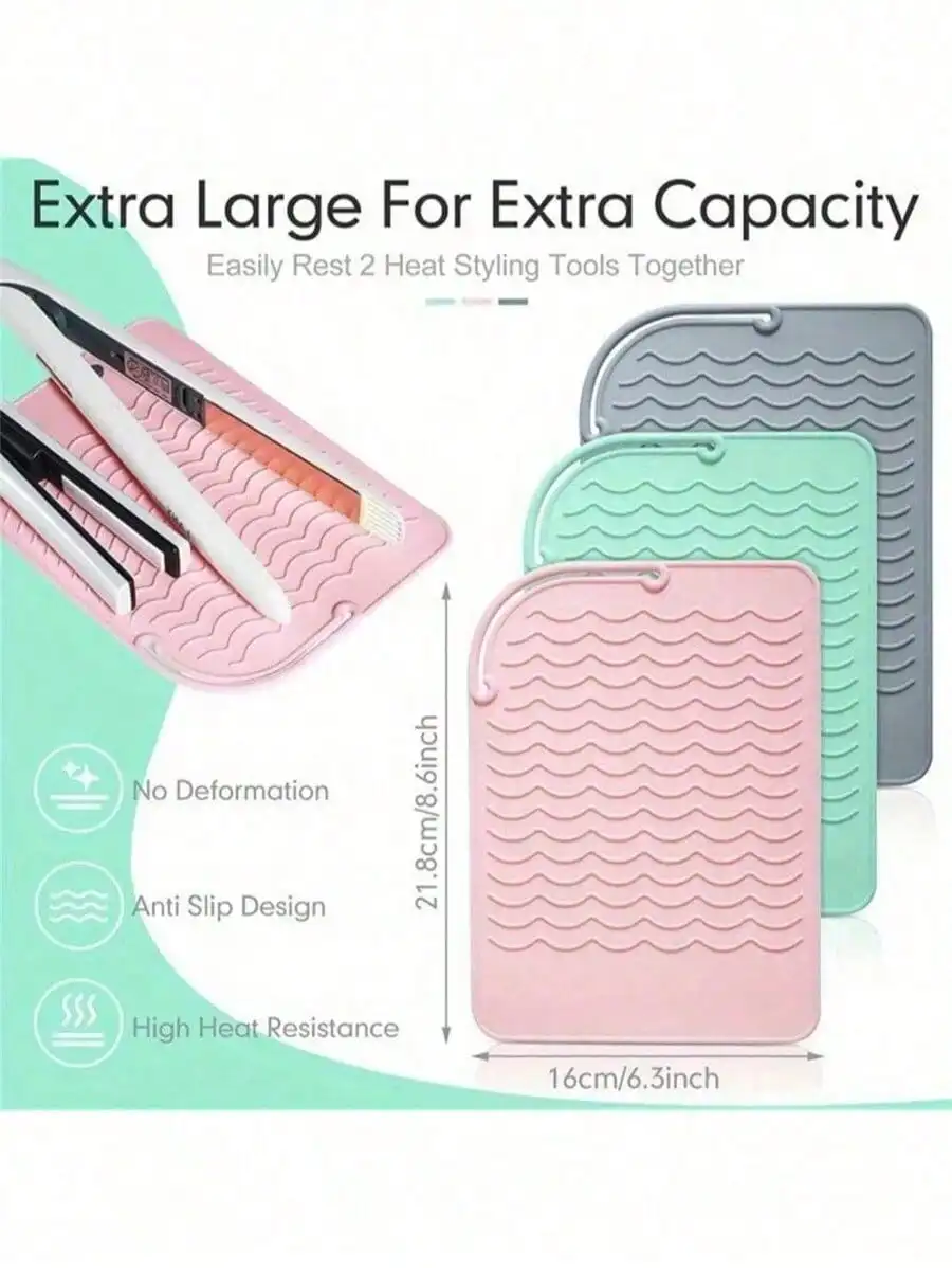 Heat Mat Silicone - Portable silicone heat-resistant mat, flat iron,