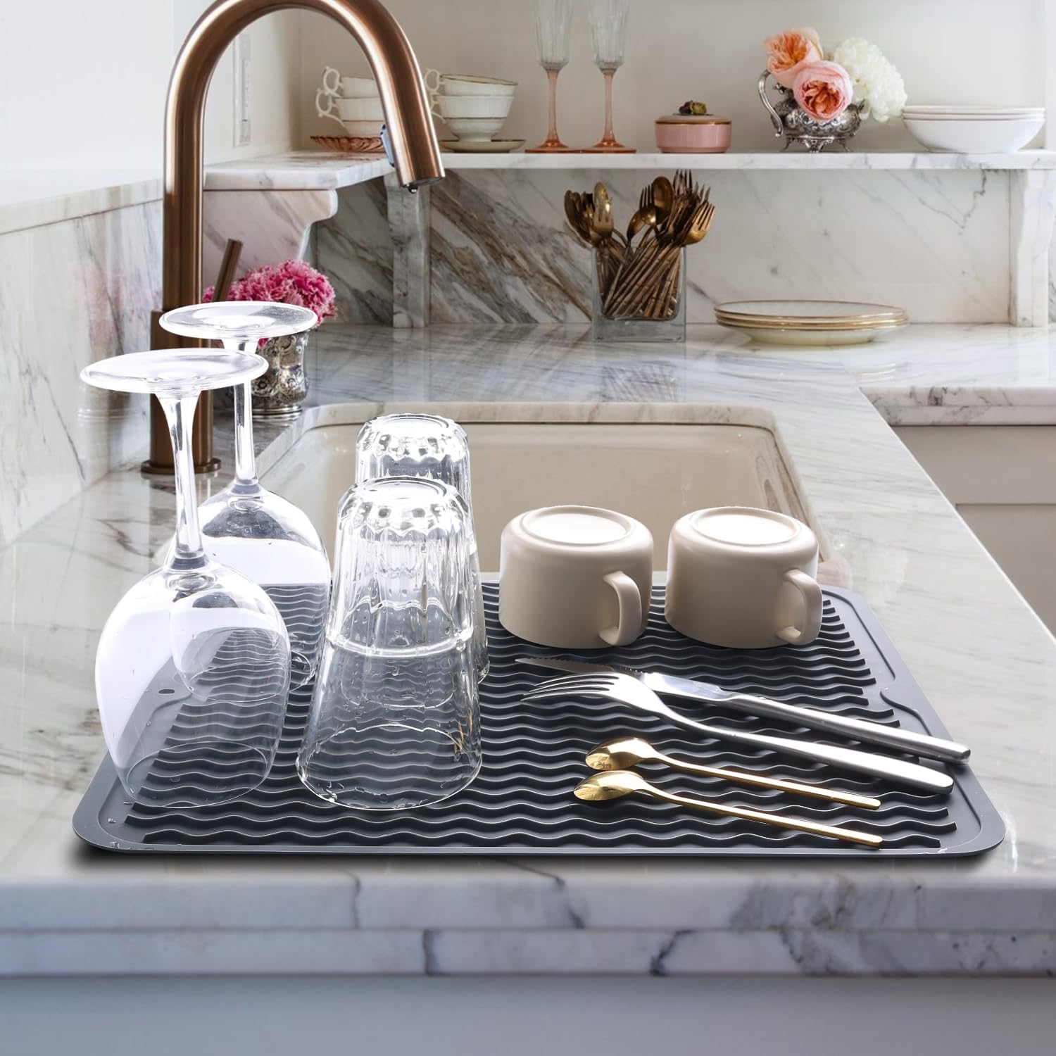 Silicone Dish Drying Mat 2 Pac - Heat Mat Silicone reseña y precio
